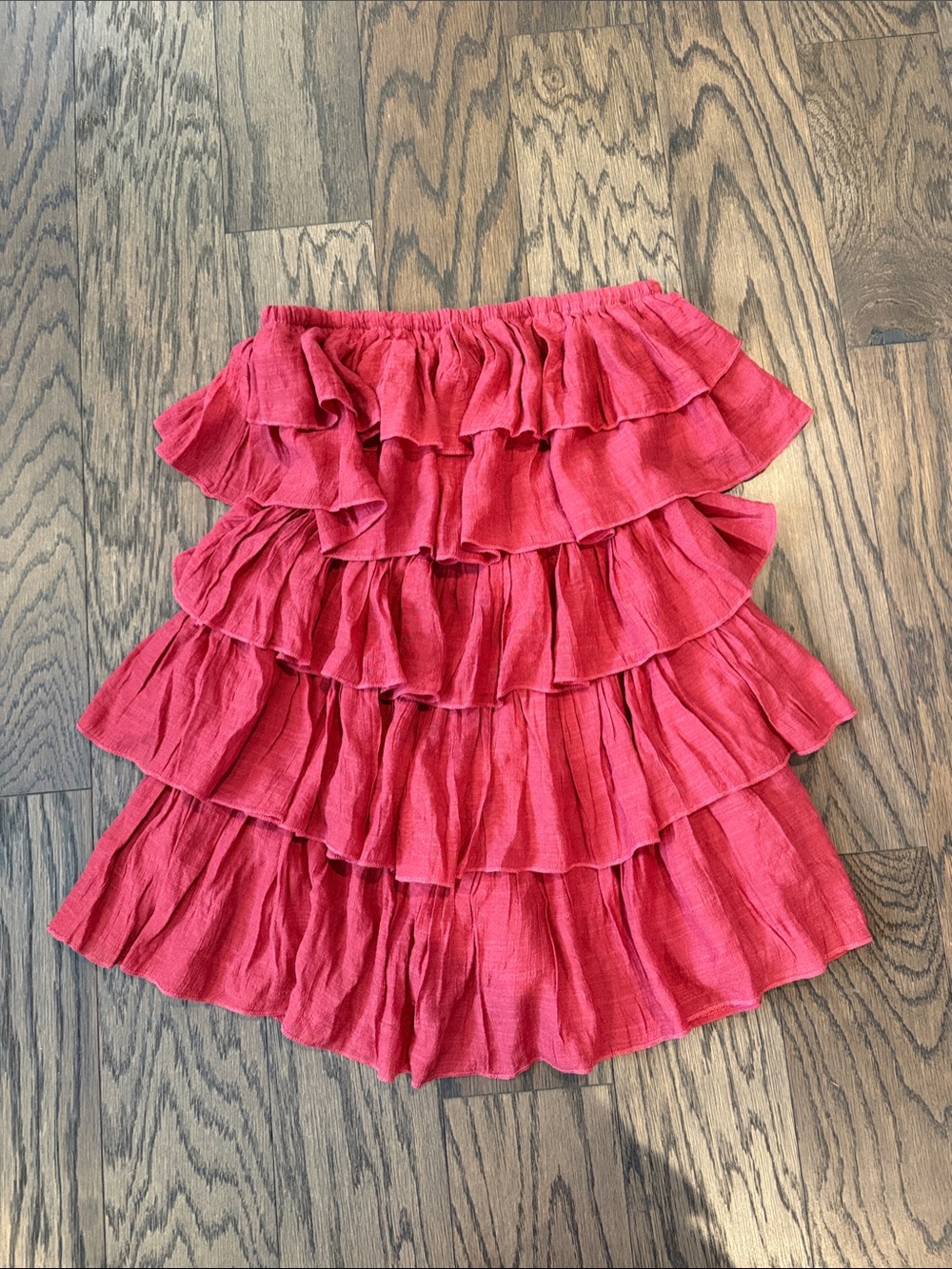 Mustard Seed Red Tiered Ruffle Strapless Romper